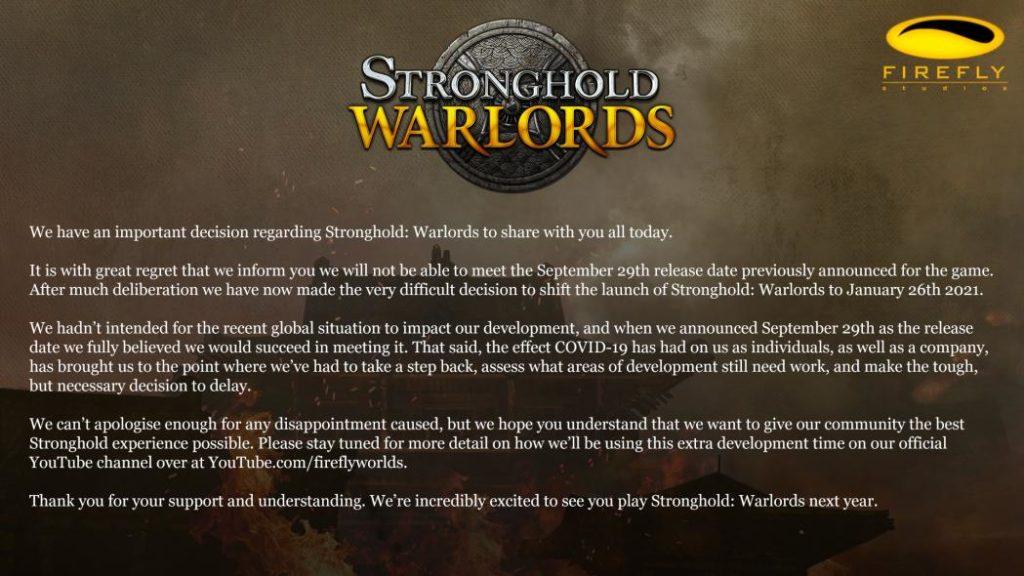 Дата выхода Stronghold Warlords перенесена